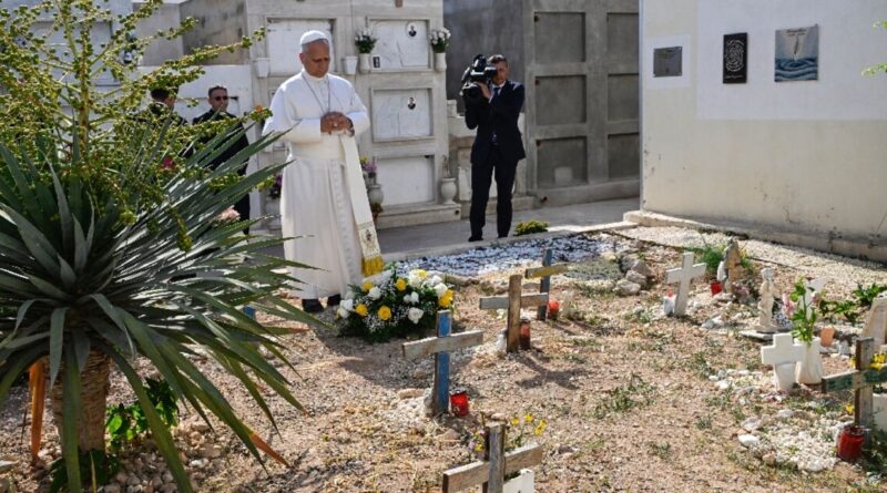 Pope defends migrants at Mediterranean island frontier