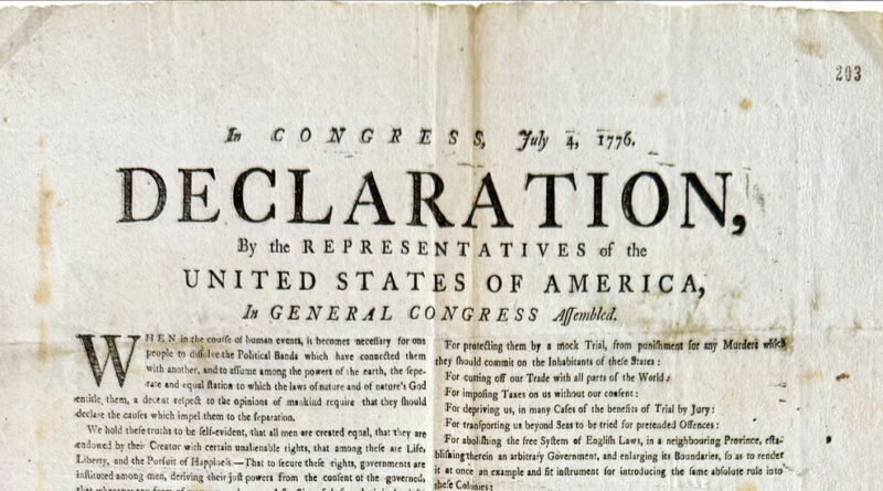 Rare Copy of the Declaration of Independence Is Discovered in London