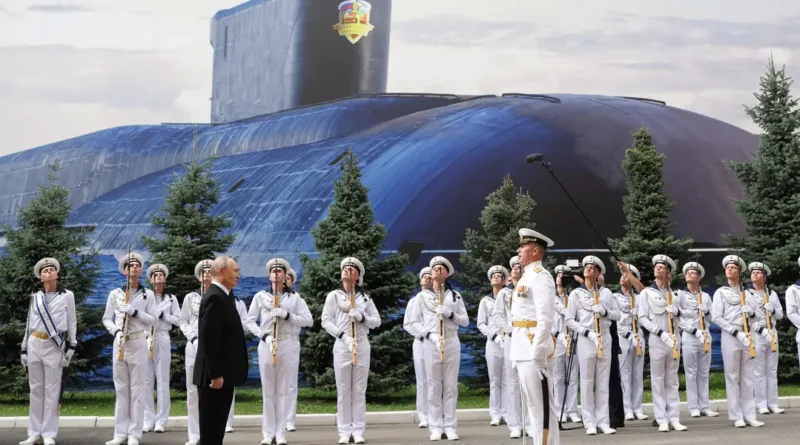 Russia replaced its once-grand Navy Day parade with a shipless event and a giant poster
