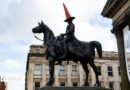 The Duke of Wellington statue outside the GoMA in Glasgow city centre.