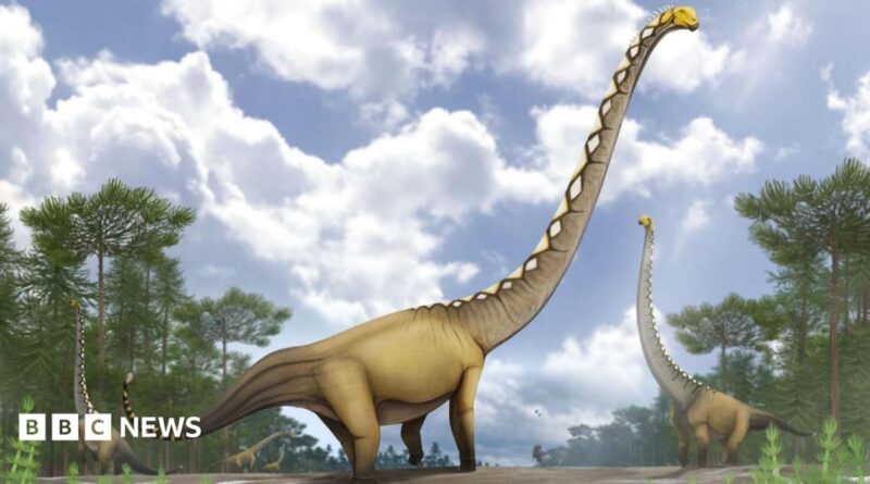 An artist impression of a new dinosaur discovered in Thailand.