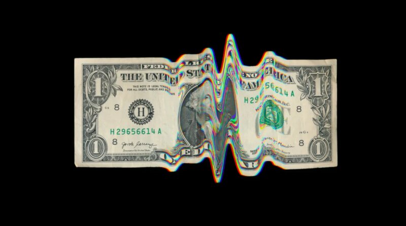 glitched/crumpled dollar bill