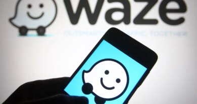 In this photo illustration a Waze logo of a GPS navigation