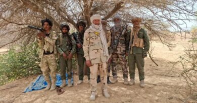 Colonel Mohamed Issa, centre, one of the FLA's most prominent military commanders [Photo: Courtesy of the Azawad Liberation Front (FLA)]