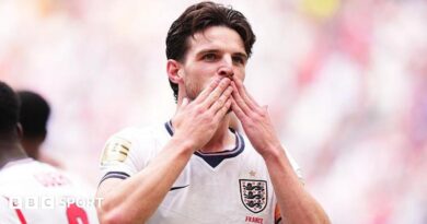 Declan Rice celebrates scoring for England against France in their World Cup third-place play-off