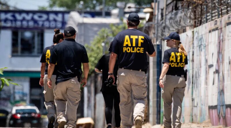SOUTH LOS ANGELES, CA - JULY 01:ATF investigators survey damage on Thursday, July 1, 2021 after an LAPD Bomb Squad truck exploded with illegal fireworks in South Los Angeles. The truck failed to handle a planned detonation of seized explosives the night before leaving 17 people injured and damage in the neighborhood. (Photo by Sarah Reingewirtz/MediaNews Group/Los Angeles Daily News via Getty Images)