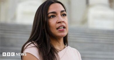 U.S. Representative Alexandria Ocasio-Cortez (D-NY) speaks to reporters.