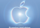 silvery-blue Apple logo