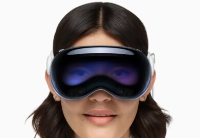 woman wearing Apple Vision Pro headset