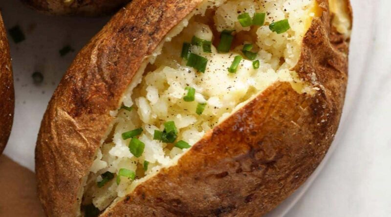 Baked Potato in Oven (Crispy Skin, Fluffy Inside)