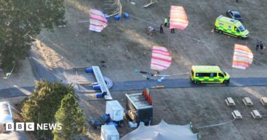 An ariel view of a festival.