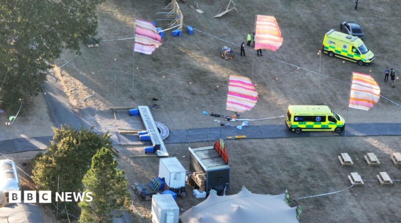 An ariel view of a festival.