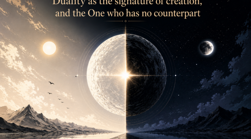 Duality as the signature of creation, and the One who has no counterpart