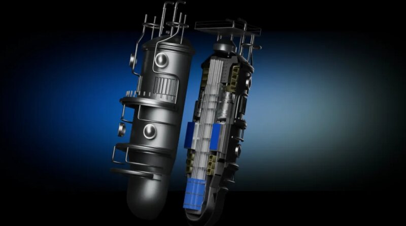 An illustration shows a cutaway view of Apollo Atomics reactor design.