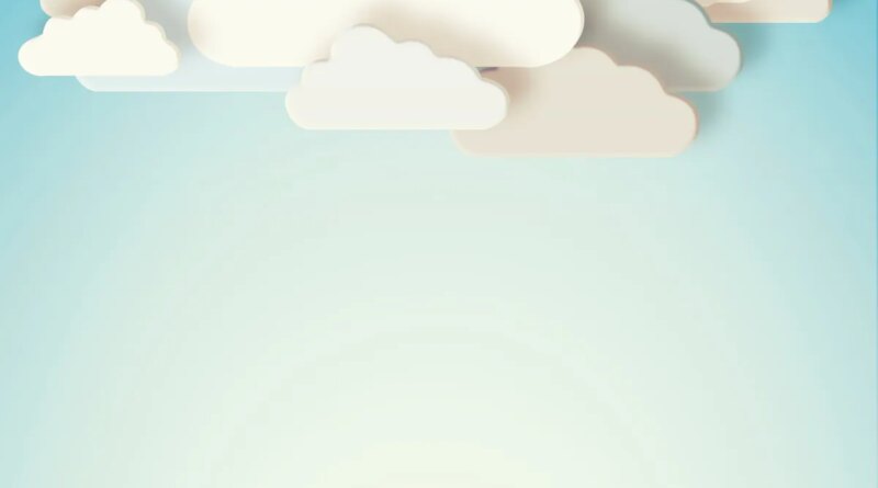 white paper cut-out clouds on blue background