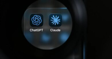 This photograph shows the app logos of artificial intelligence (AI) assistants ChatGPT and Claude on a smartphone's screen.