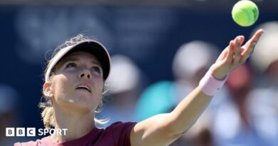 Katie Boulter prepares to serve