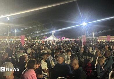 Thousands of people stood outside the Alexander Stadium 