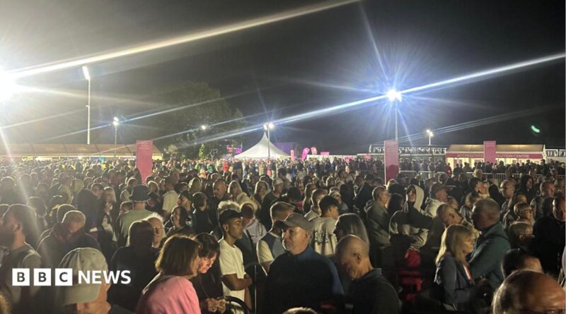 Thousands of people stood outside the Alexander Stadium