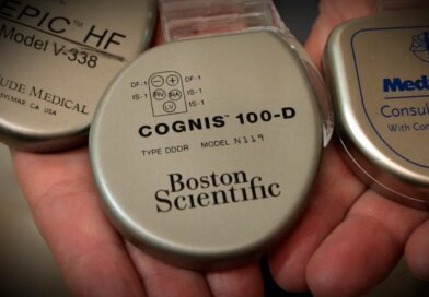 Dr. Leslie Saxon holds implantable cardioverter-defibrillators by three leading manufacturers, St. Jude Medical, left, Boston Scientific and Medtronic, at the Division of Cardiovascular Medicine Keck School of Medicine at University of Southern California in Los Angeles, May 20, 2010. The smart defibrillators monitor and transmit information about heart activity daily to hospital personnel. (Photo by Ann Johansson/Corbis via Getty Images)