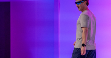 Mark Zuckerberg wears a pair of Meta Oakley Vanguard AI glasses during the Meta Connect event in Menlo Park, California, on Sept. 17, 2025.