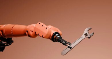 Conceptual image of a robotic arm holding a wrench.