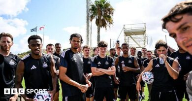 Newcastle United players at a training session at the club's pre-season training camp in Spain