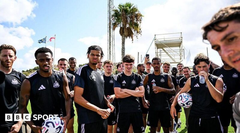 Newcastle United players at a training session at the club's pre-season training camp in Spain
