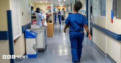 Medical staff walking in a hospital corridor