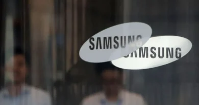 The Samsung logo is displayed at the Samsung office.
