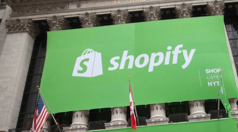 Shopify banner at NYSE IPO, 2015