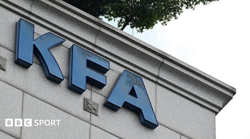 An external shot of the Korean Football Association headquarters in Seoul, featuring the organisation's logo