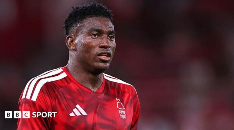 Taiwo Awoniyi playing for Nottingham Forest