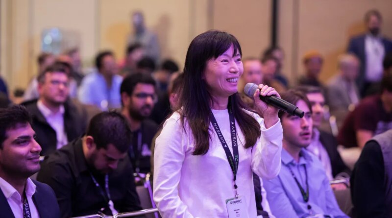 An audience member asks a question at the 2025 TechCrunch Disrupt event