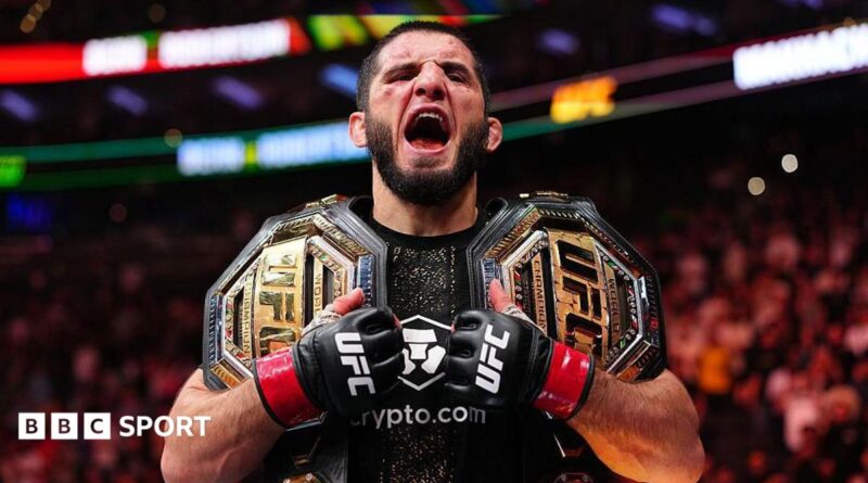 Islam Makhachev celebrates beating Ian Machado Garry