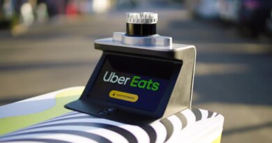 serve robot with uber eats branding