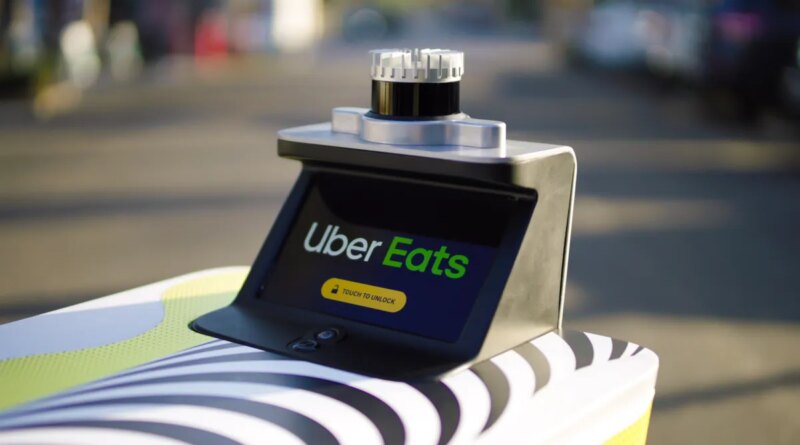 serve robot with uber eats branding