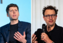A split screen of OpenAI's CEO Sam Altman and Anthropic's CEO Dario Amodei.
