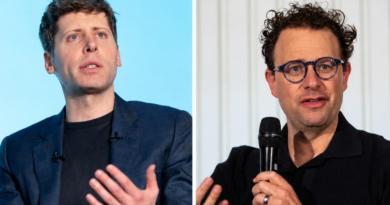 A split screen of OpenAI's CEO Sam Altman and Anthropic's CEO Dario Amodei.