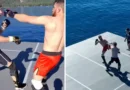 Zuckerberg brings back the floating battle barge to spar with UFC fighter Merab Dvalishvili on a lake