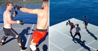 Zuckerberg brings back the floating battle barge to spar with UFC fighter Merab Dvalishvili on a lake
