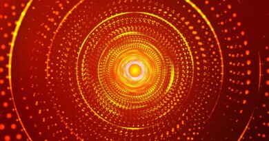 Abstract digital background. Big data visualization. Circular rotation of a fantastic circle of multi-colored particles and lines. Beautiful colored spiral. 3D vector illustration.