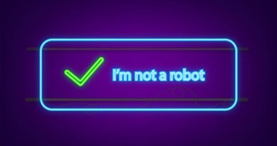 Captcha, I am not a robot on laptop screen.
