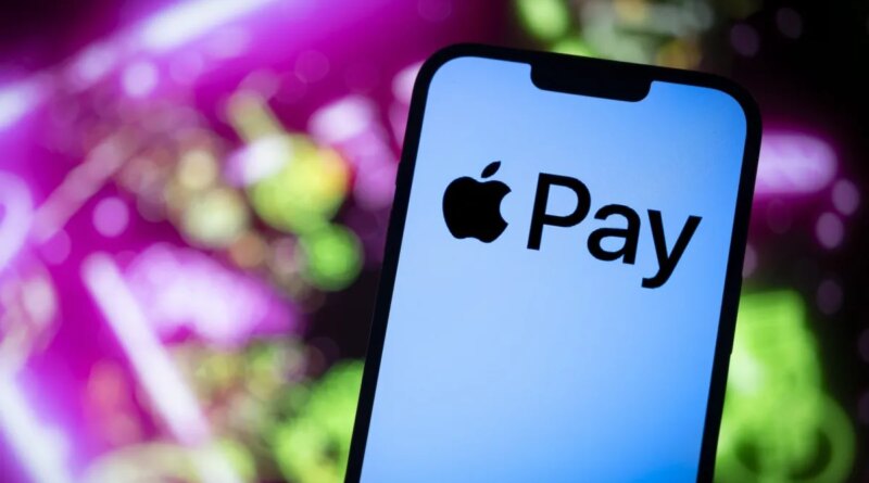 The Apple Pay logo is seen in this photo illustration on 23 November, 2023