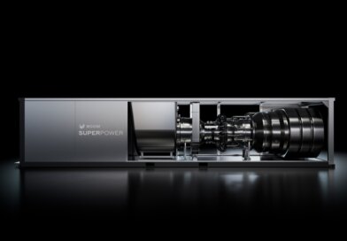 An illustration shows Boom's stationary gas turbine.