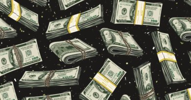 pattern of wads of banded cash