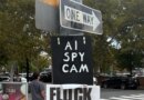 Photo of Flock protest signs in Arlington, Virginia.