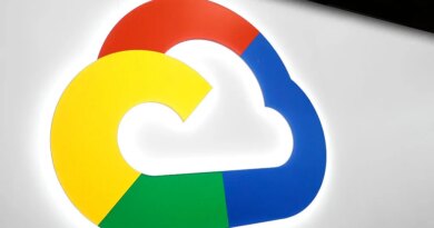 The Google Cloud logo is illuminated on a large-scale Gobo-projection and back-lit OLED signage at the entrance of the Google Cloud Zone in Hall 2 during the Mobile World Congress in Barcelona, Spain.