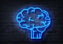 neon rendering of a brain