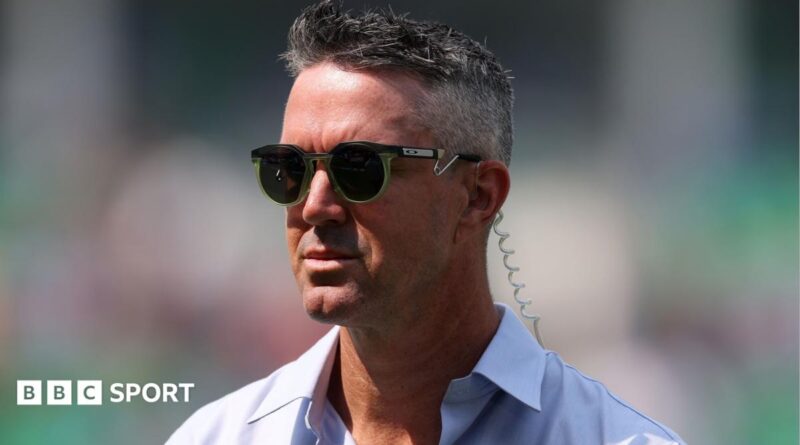 Kevin Pietersen looks on during a commentary spell